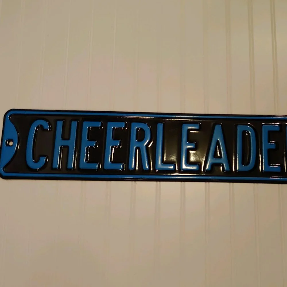 CHEERLEADER Blue & Black Metal Street Sign NEW